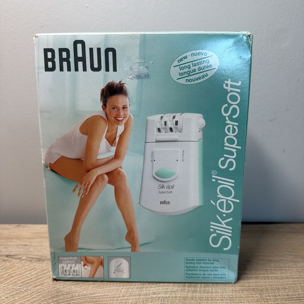 Vintage Braun Silk Epil SuperSoft Epilator Hair Removal System Y2K Original Box